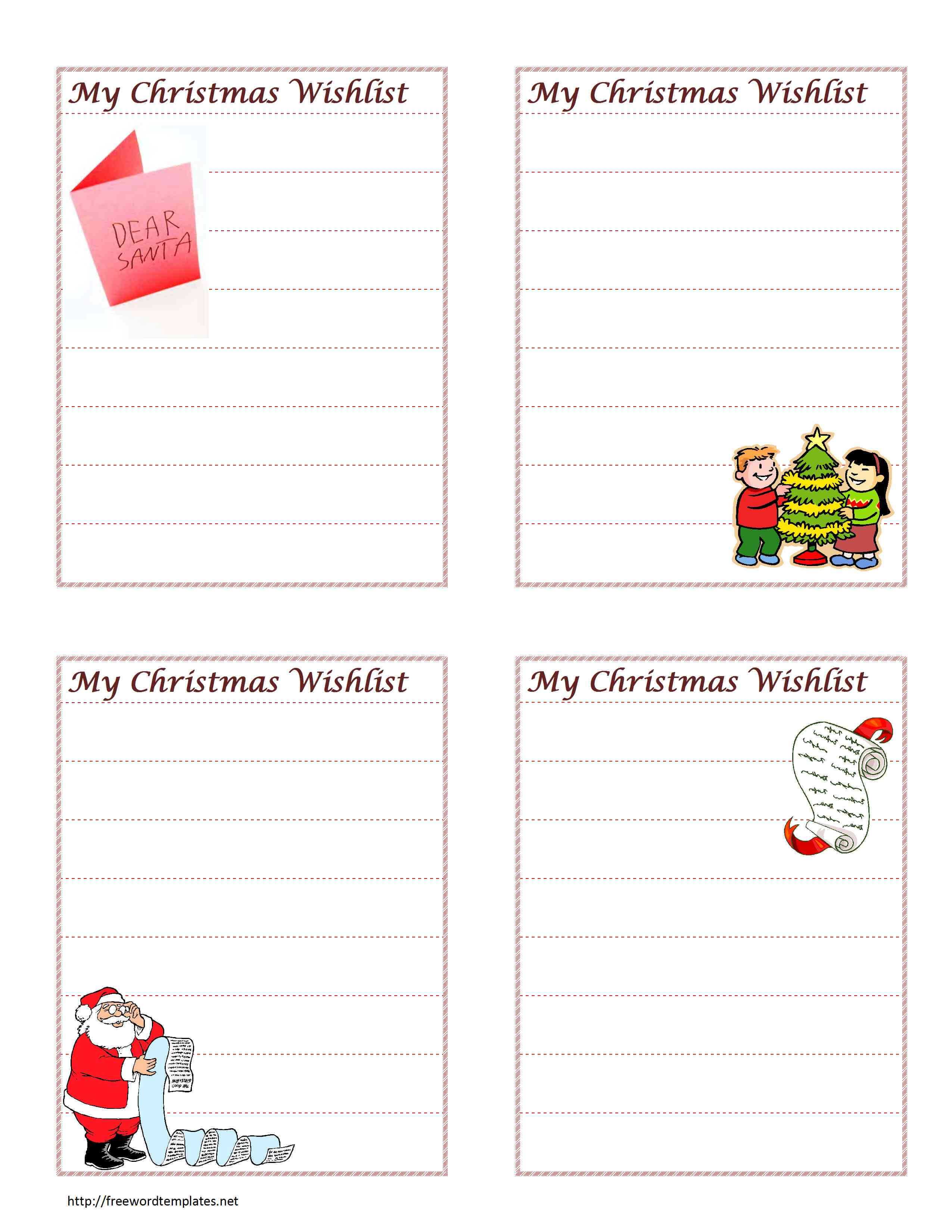 Christmas Wish List Throughout Christmas Card List Template