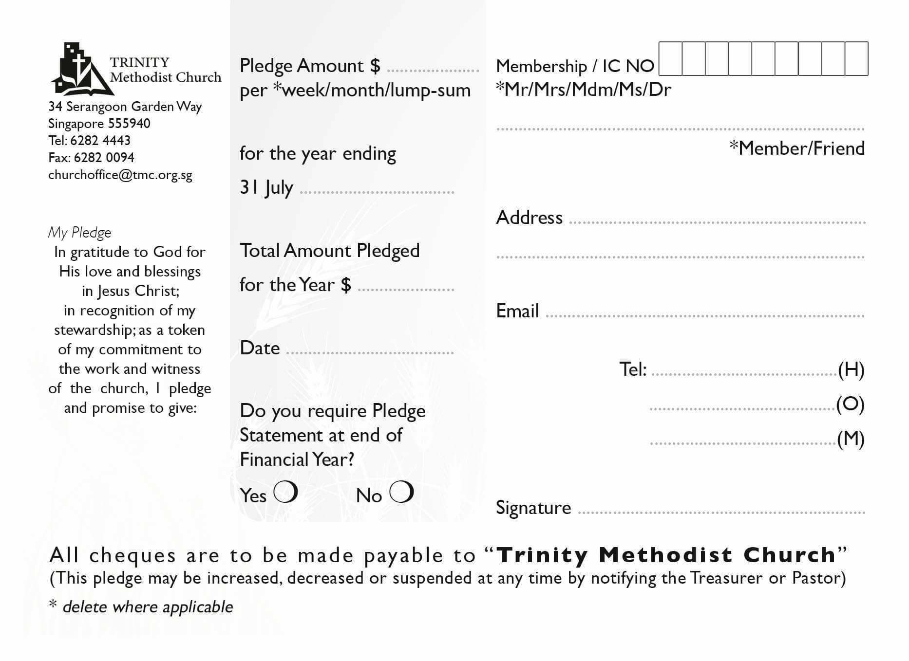 Church Pledge Card Template | Template Modern Design Throughout Church Pledge Card Template