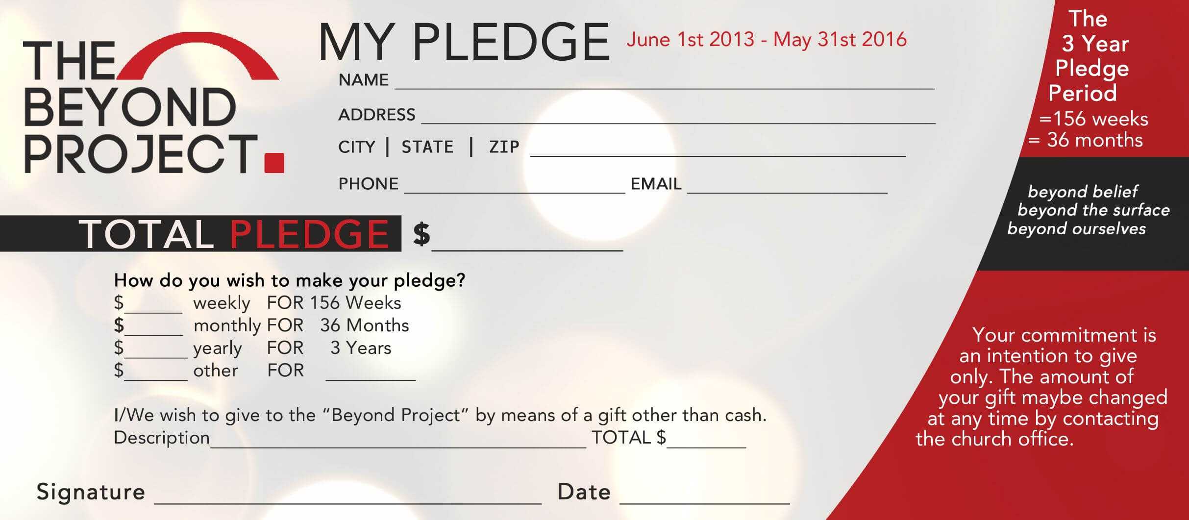 Church Pledge Form Template Hausn3Uc | Capital Campaign Within Building Fund Pledge Card Template