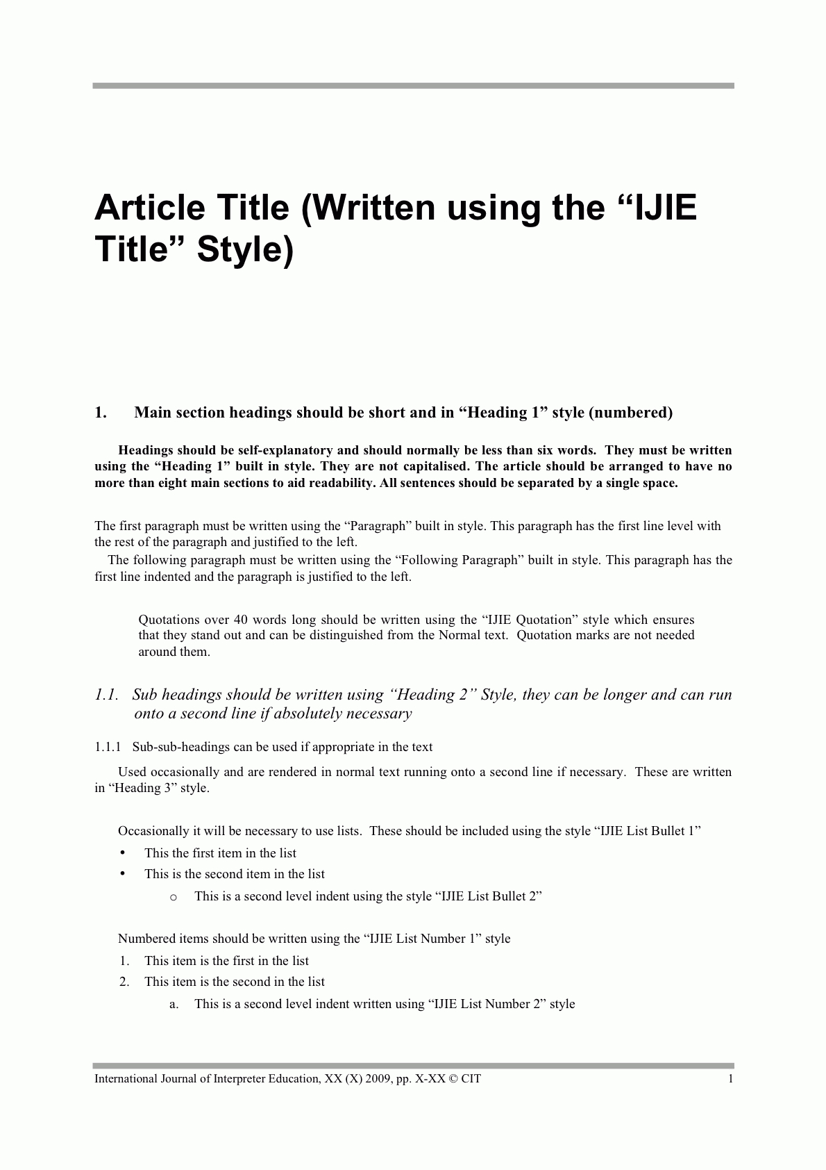 Cit :: Conference Of Interpreter Trainers Inside Journal Paper Template Word