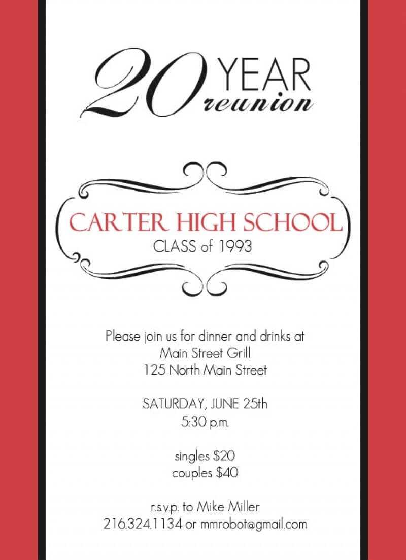 Class Reunion Invitations | Sunshinebizsolutions For Reunion Invitation Card Templates