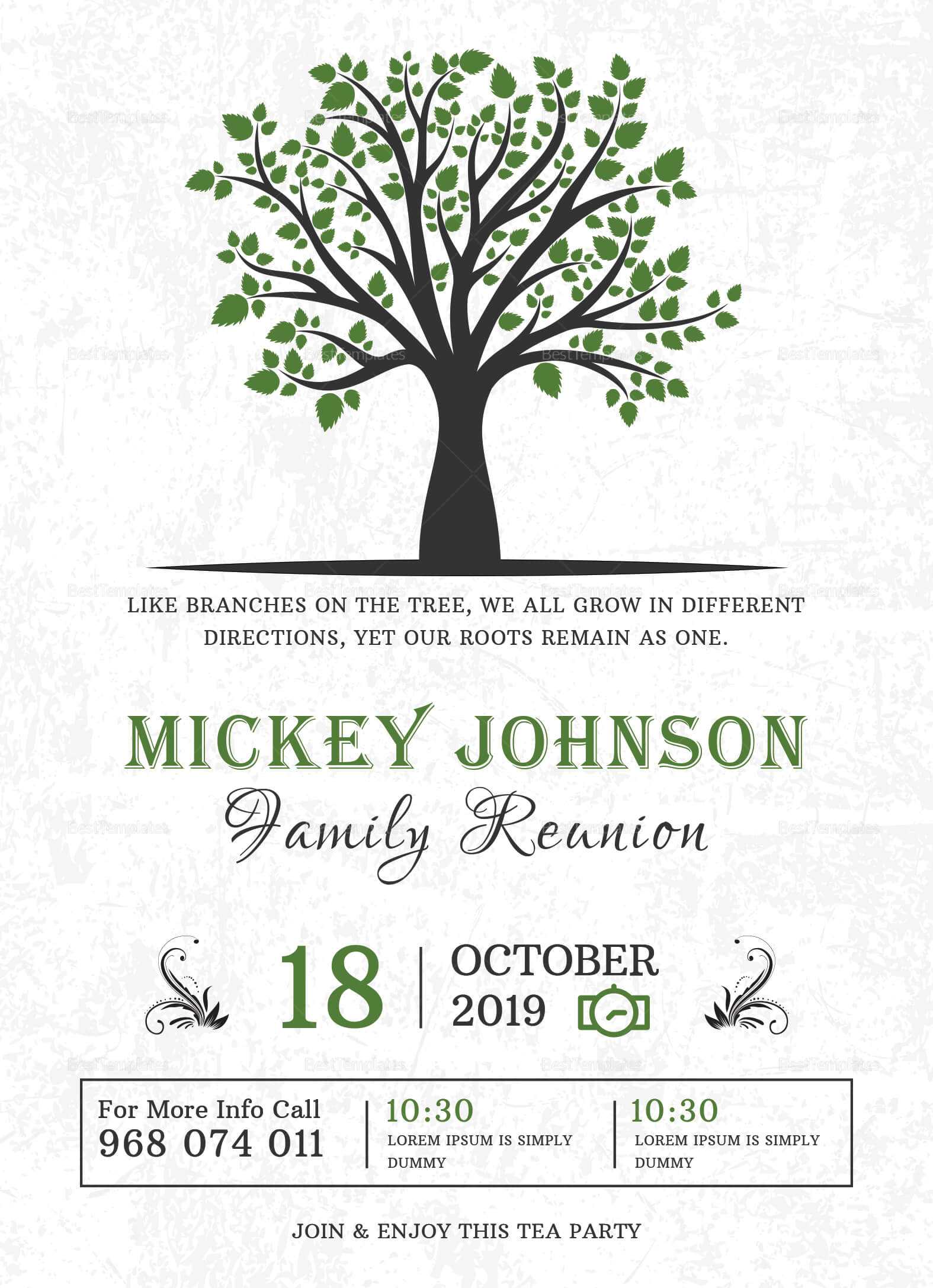 Classic Family Reunion Invitation Template Within Reunion Invitation Card Templates