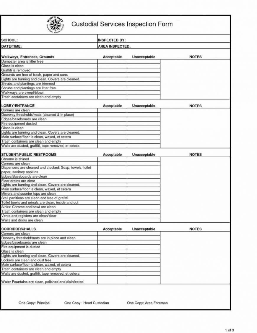 Cleaning Inspection Report Template Intended For Cleaning Report Template