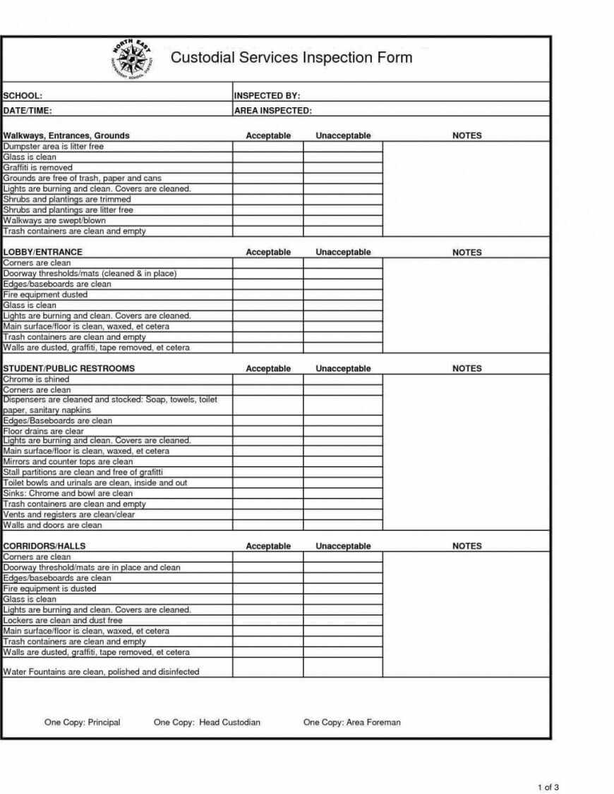 Cleaning Inspection Report Template Intended For Cleaning Report Template