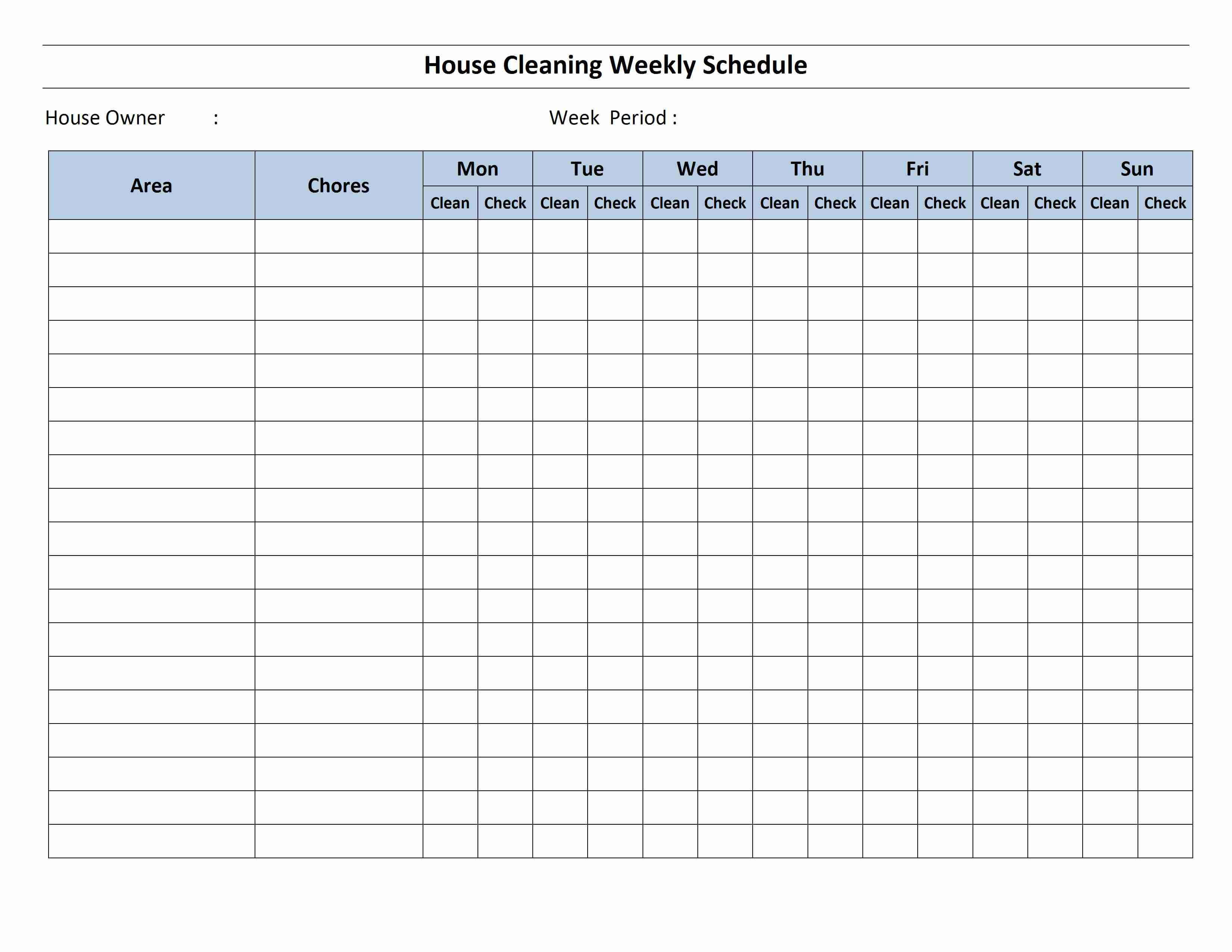 Cleaning Schedule Template | House Cleaning Schedule In Cleaning Report Template