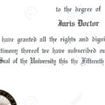 Close Up Of Juris Doctorate Law Degree Certificate Regarding Doctorate Certificate Template
