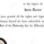 Close Up Of Juris Doctorate Law Degree Certificate Regarding Doctorate Certificate Template