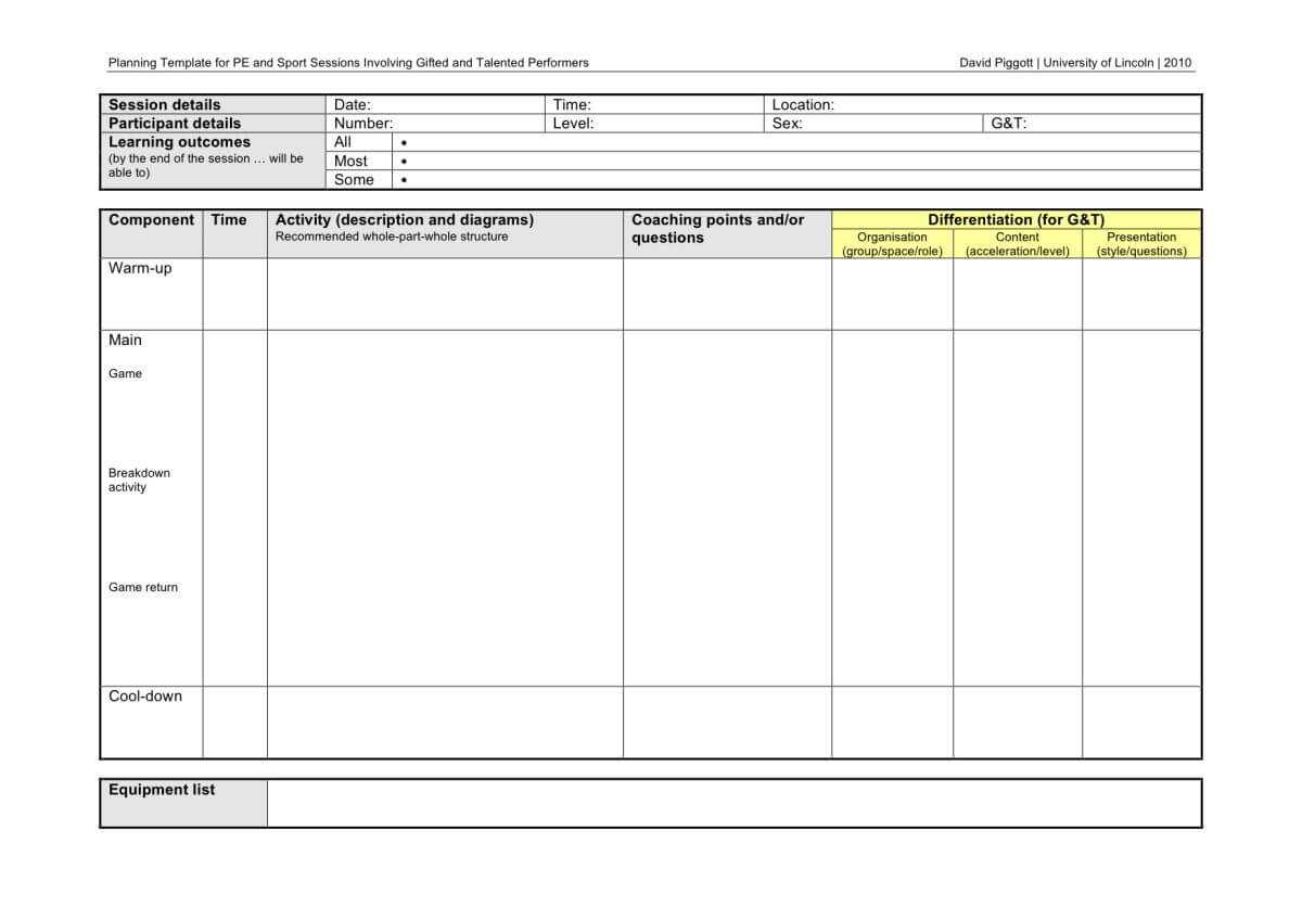 Coaches Report Template
