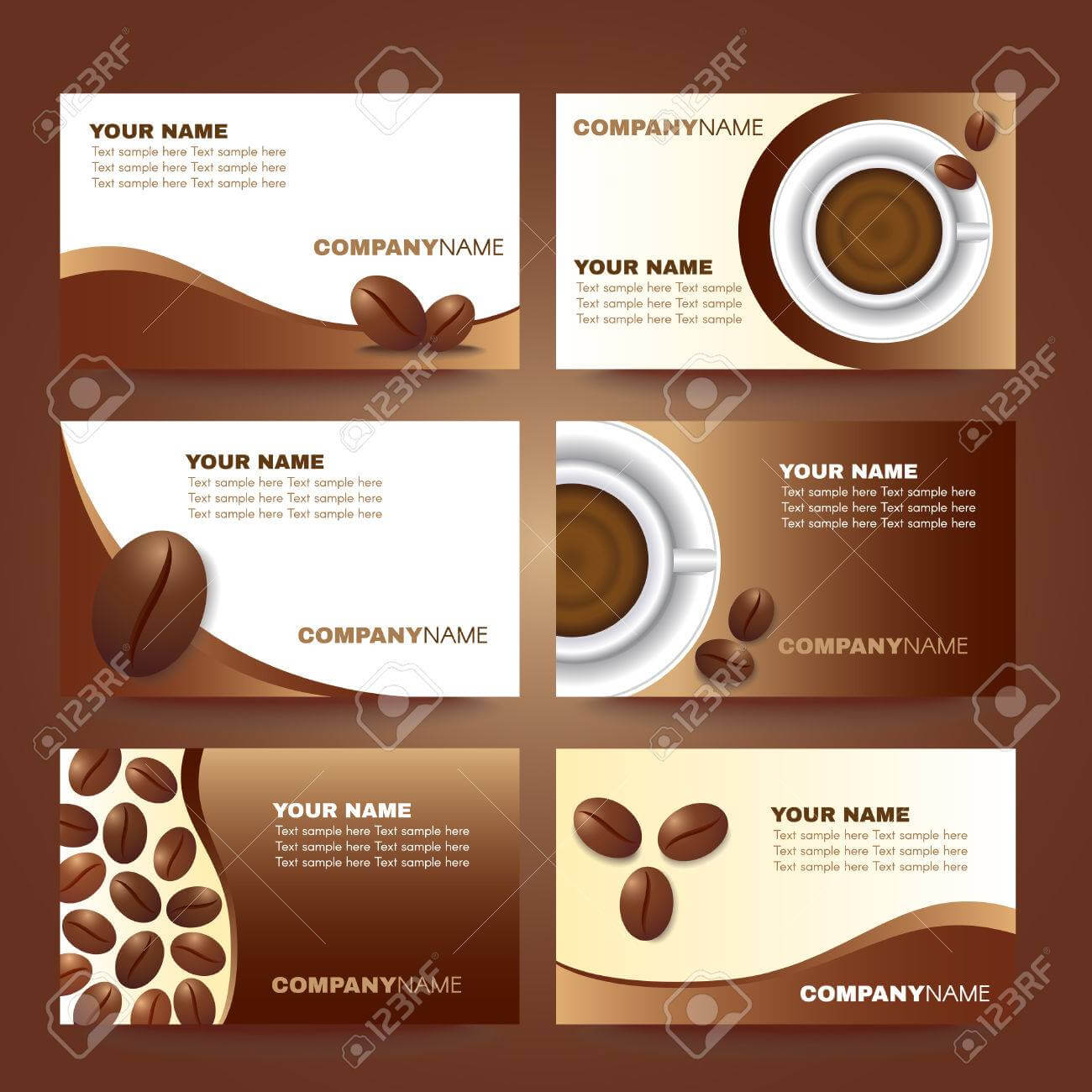 Coffee Business Card Template Vector Set Design Intended For Coffee Business Card Template Free