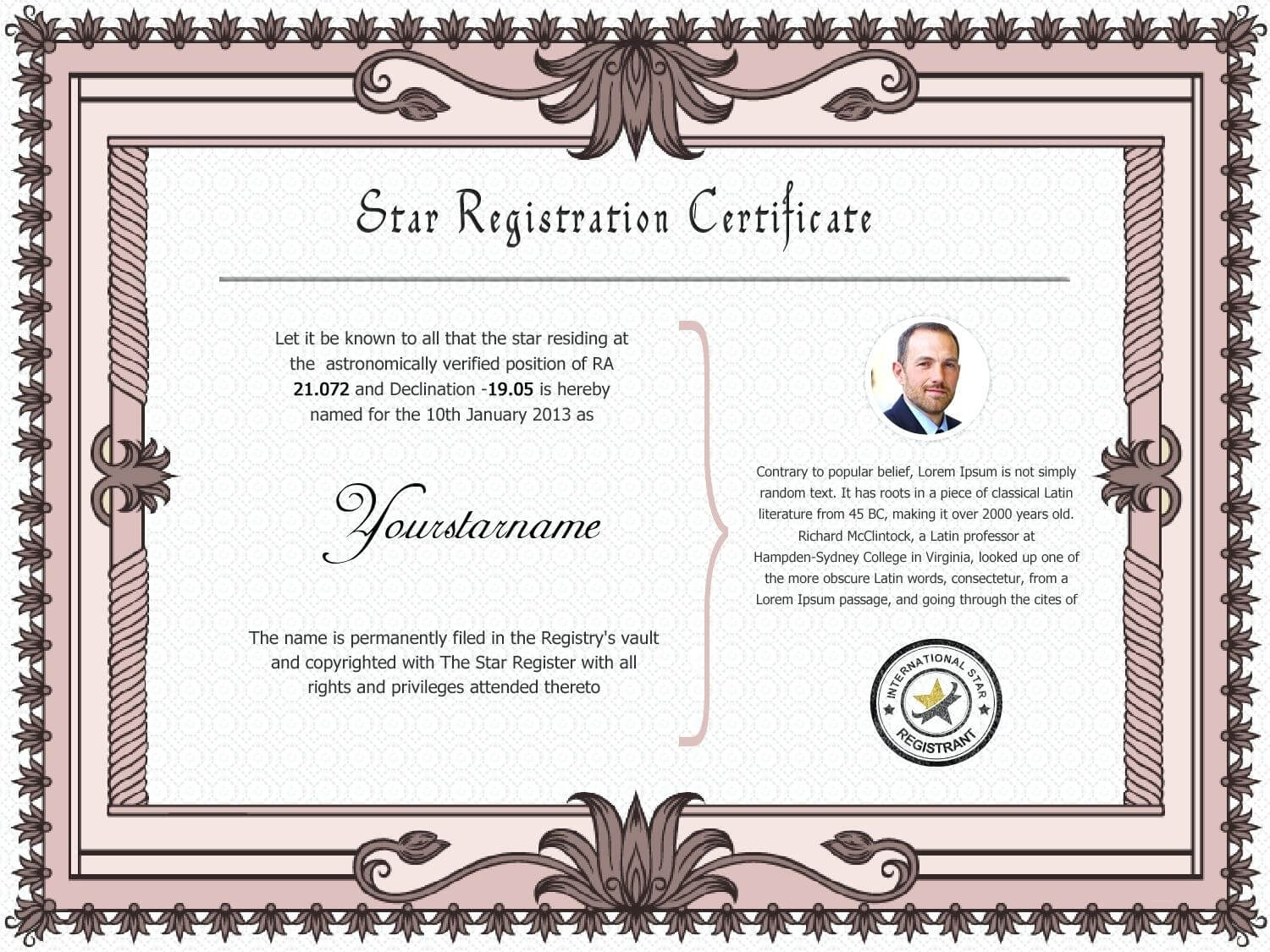 Collection Of Solutions For Star Naming Certificate Template Within Star Naming Certificate Template