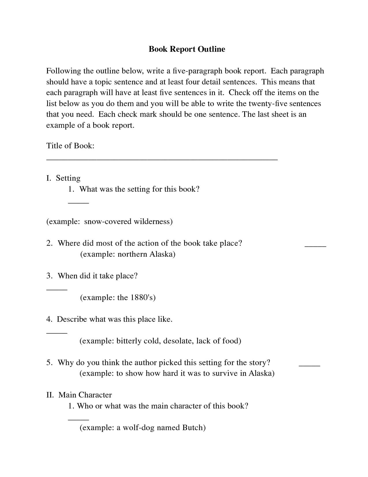 College Book Report Template | Book Report Outline Following Within College Book Report Template