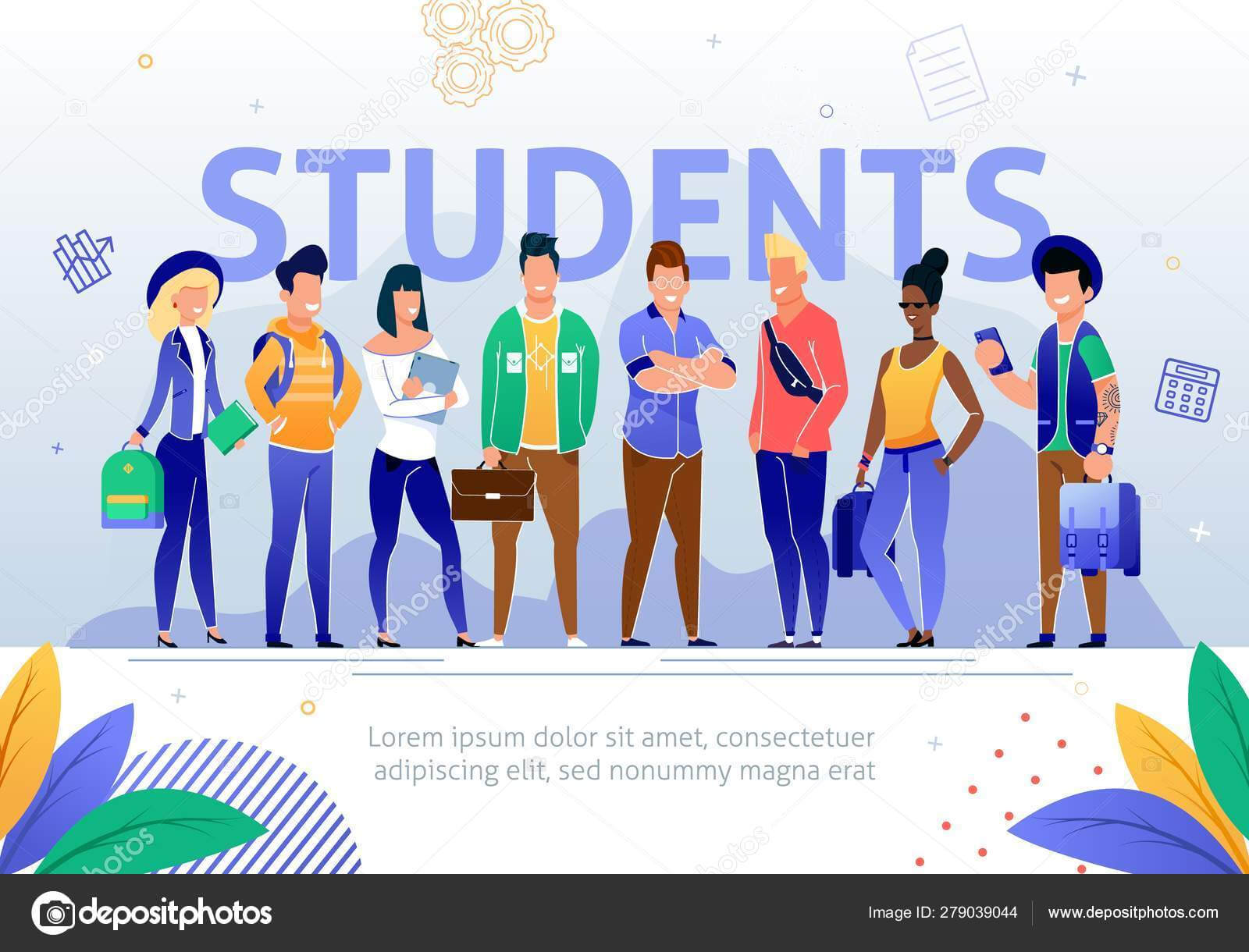 College Multinational Students Flat Vector Poster — Stock With Regard To College Banner Template