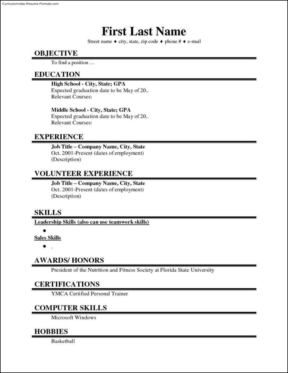 College Student Resume Template Microsoft Word Free Sample Regarding College Student Resume Template Microsoft Word