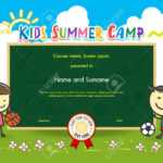 Colorful Kids Summer Camp Diploma Certificate Template In Cartoon.. Within Summer Camp Certificate Template