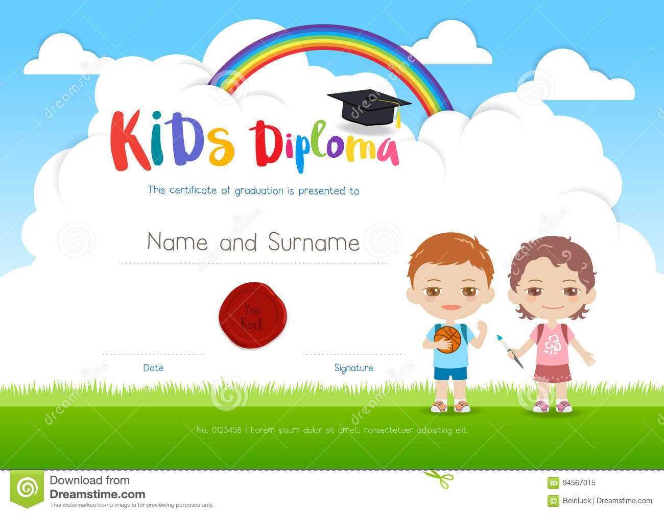 Colorful Kids Summer Camp Diploma Certificate Template In Throughout Summer Camp Certificate Template