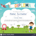Colorful Kids Summer Camp Diploma Certificate Template Stock Intended For Summer Camp Certificate Template