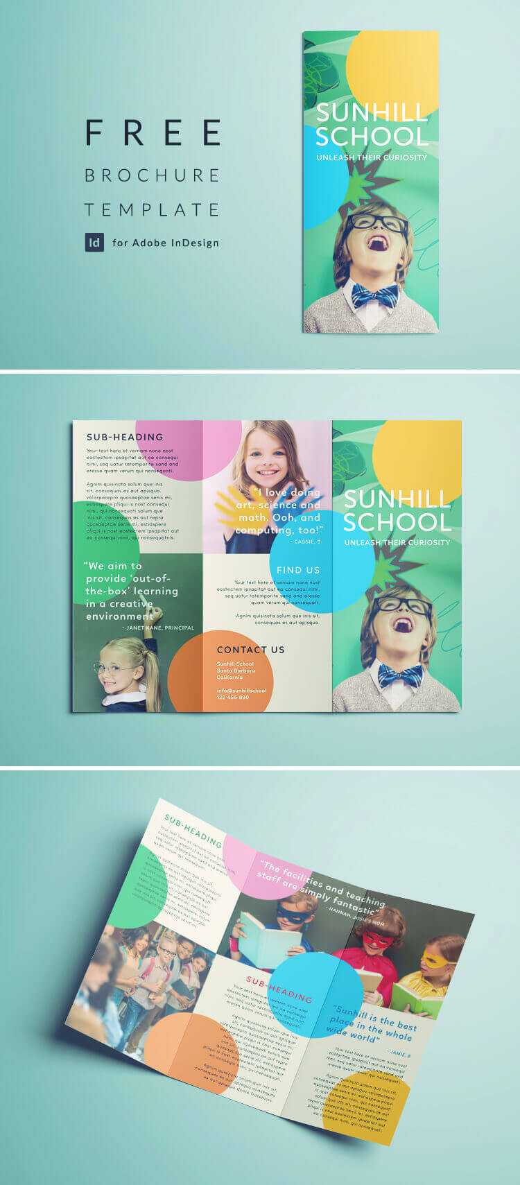 Colorful School Brochure - Tri Fold Template | Download Free for Tri Fold School Brochure Template