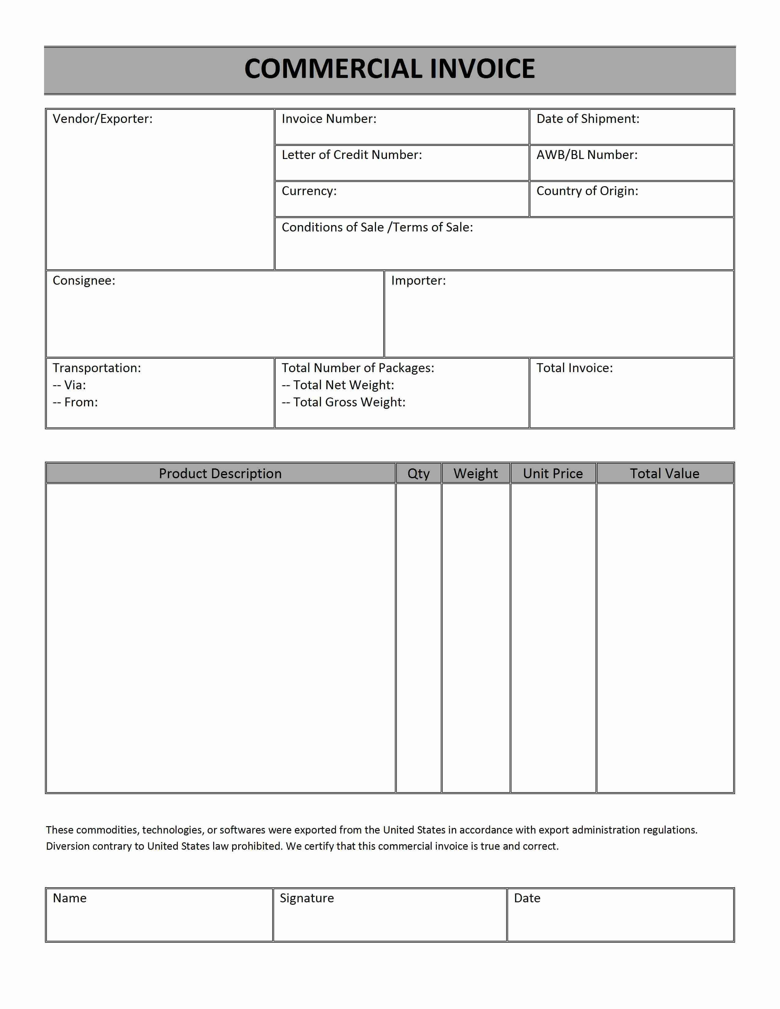 Commercial Invoice Word Templates Free Word Templates Ms inside Commercial Invoice Template Word Doc