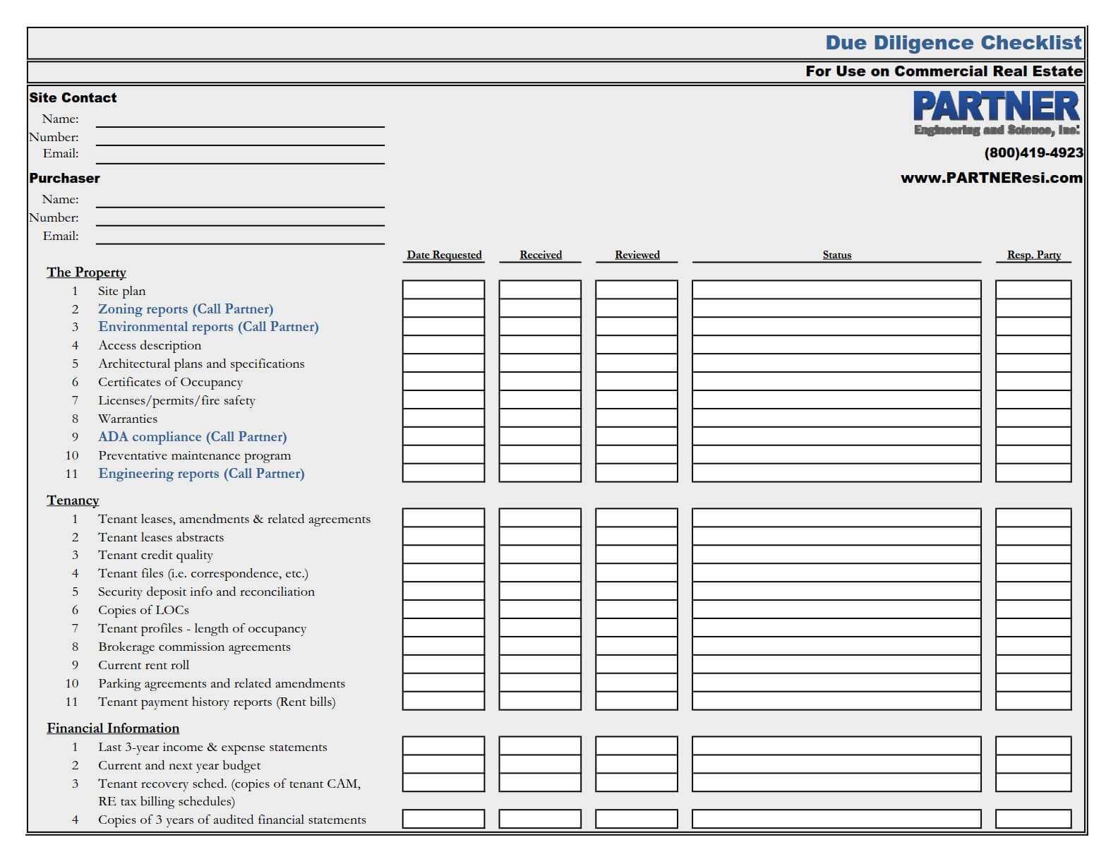 Commercial Real Estate Due Diligence Checklist In Property Condition Assessment Report Template