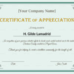 Company Employee Appreciation Certificate Template With In Appreciation Certificate Templates