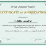 Company Employee Appreciation Certificate Template With In Appreciation Certificate Templates