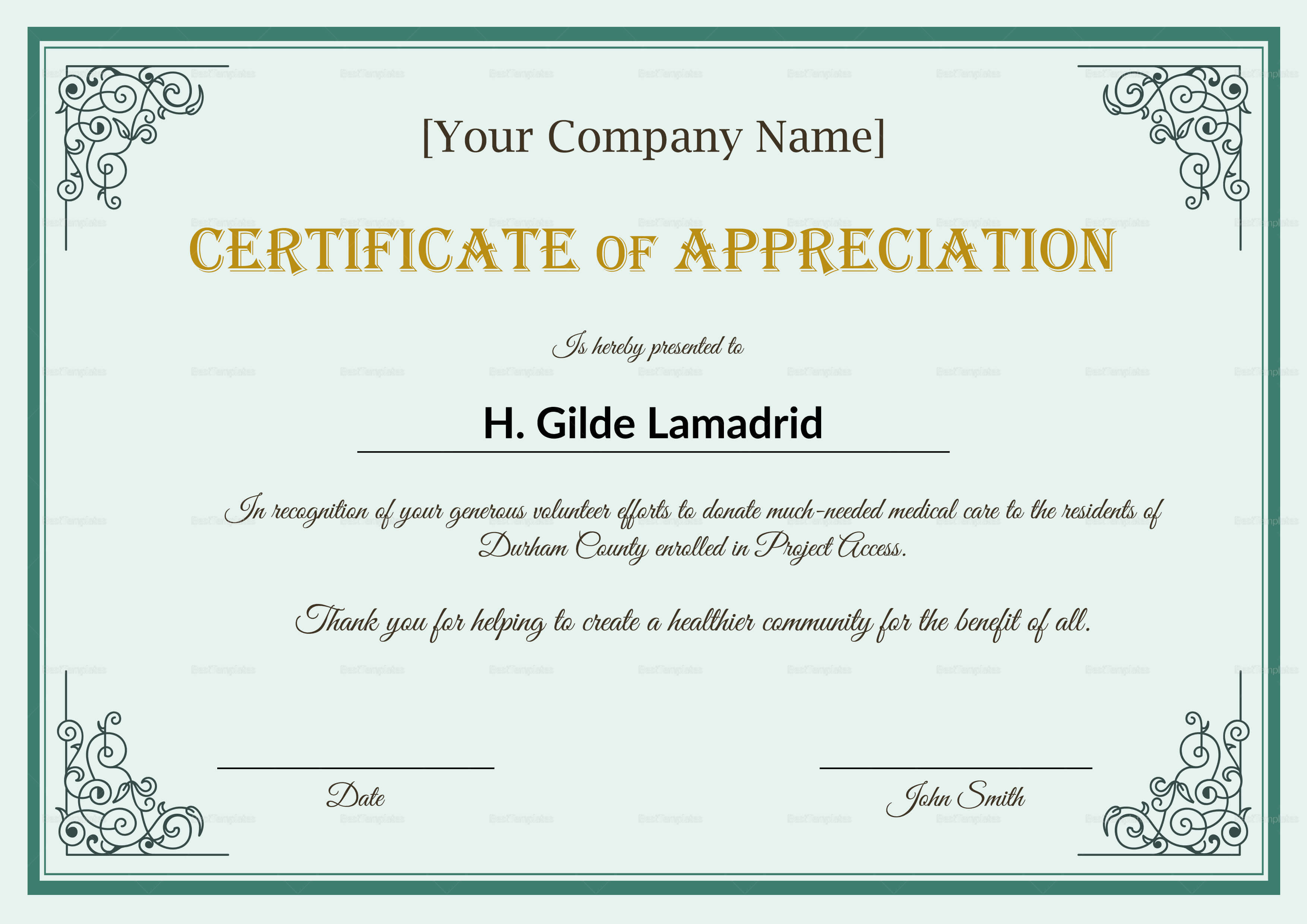 Company Employee Appreciation Certificate Template With Regard To Certificates Of Appreciation Template