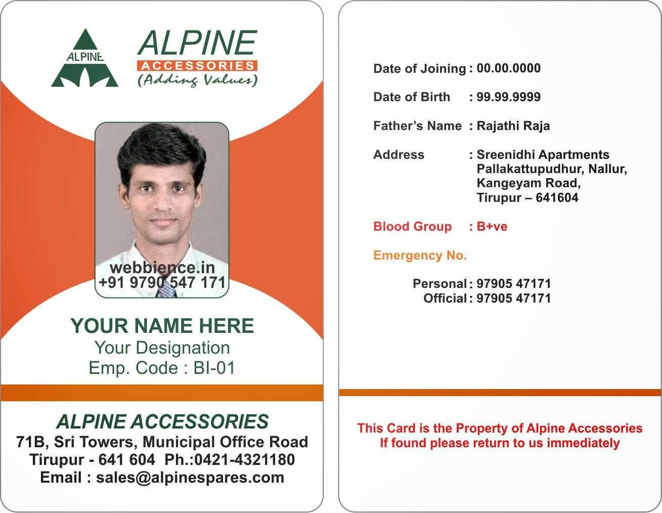 Company Id Card Format Design - Hizir.kaptanband.co Inside Sample Of Id Card Template