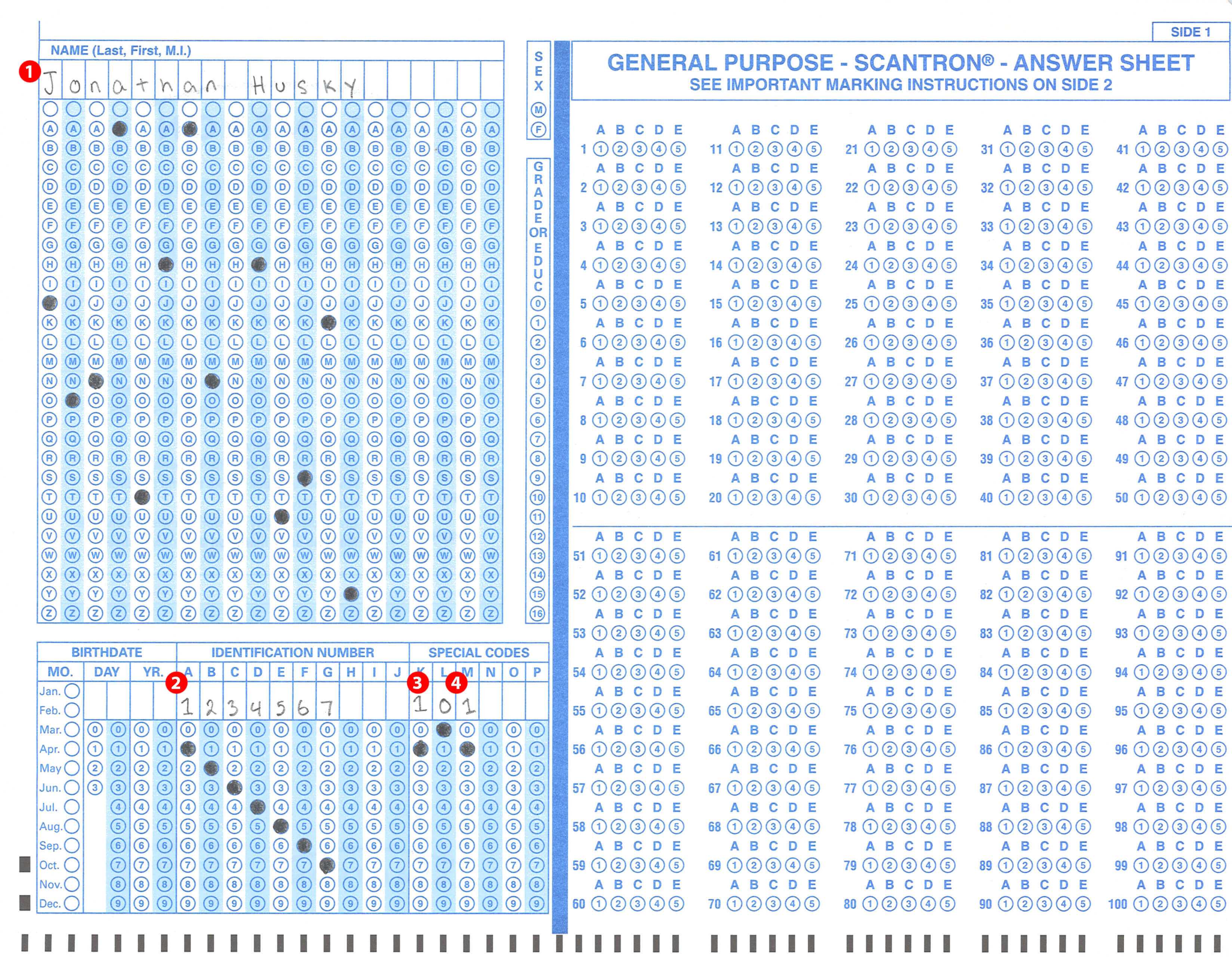 Completing And Submitting Scantron Exam Scanning Sheets Regarding Blank Answer Sheet Template 1 100