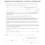Completion Certificate Sample Construction – Fill Online For Certificate Of Substantial Completion Template