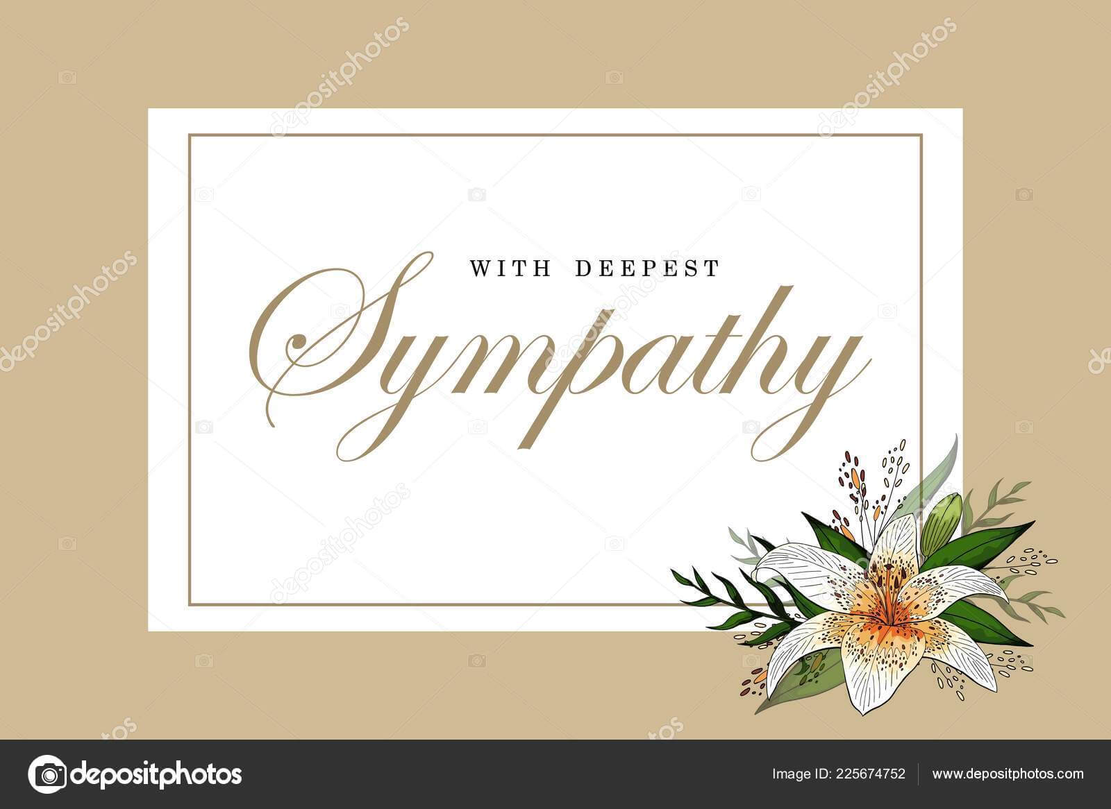 Condolences Sympathy Card Floral Lily Bouquet And Lettering In Sympathy Card Template