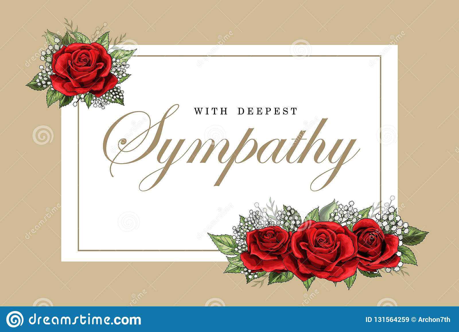 Condolences Sympathy Card Floral Red Roses Bouquet And For Sympathy Card Template