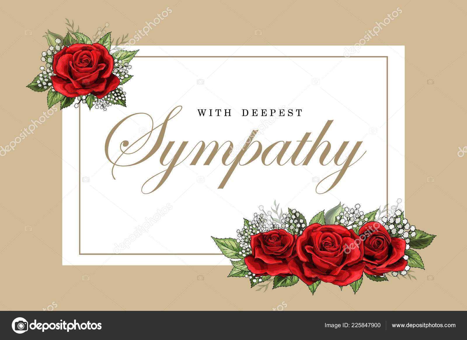 Condolences Sympathy Card Floral Red Roses Bouquet And With Regard To Sorry For Your Loss Card Template