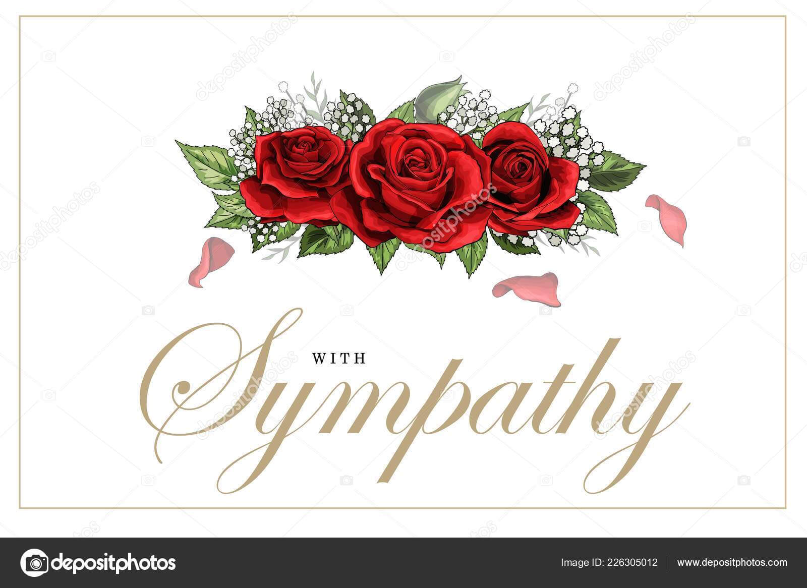 Condolences Sympathy Card Floral Red Roses Bouquet And With Regard To Sympathy Card Template