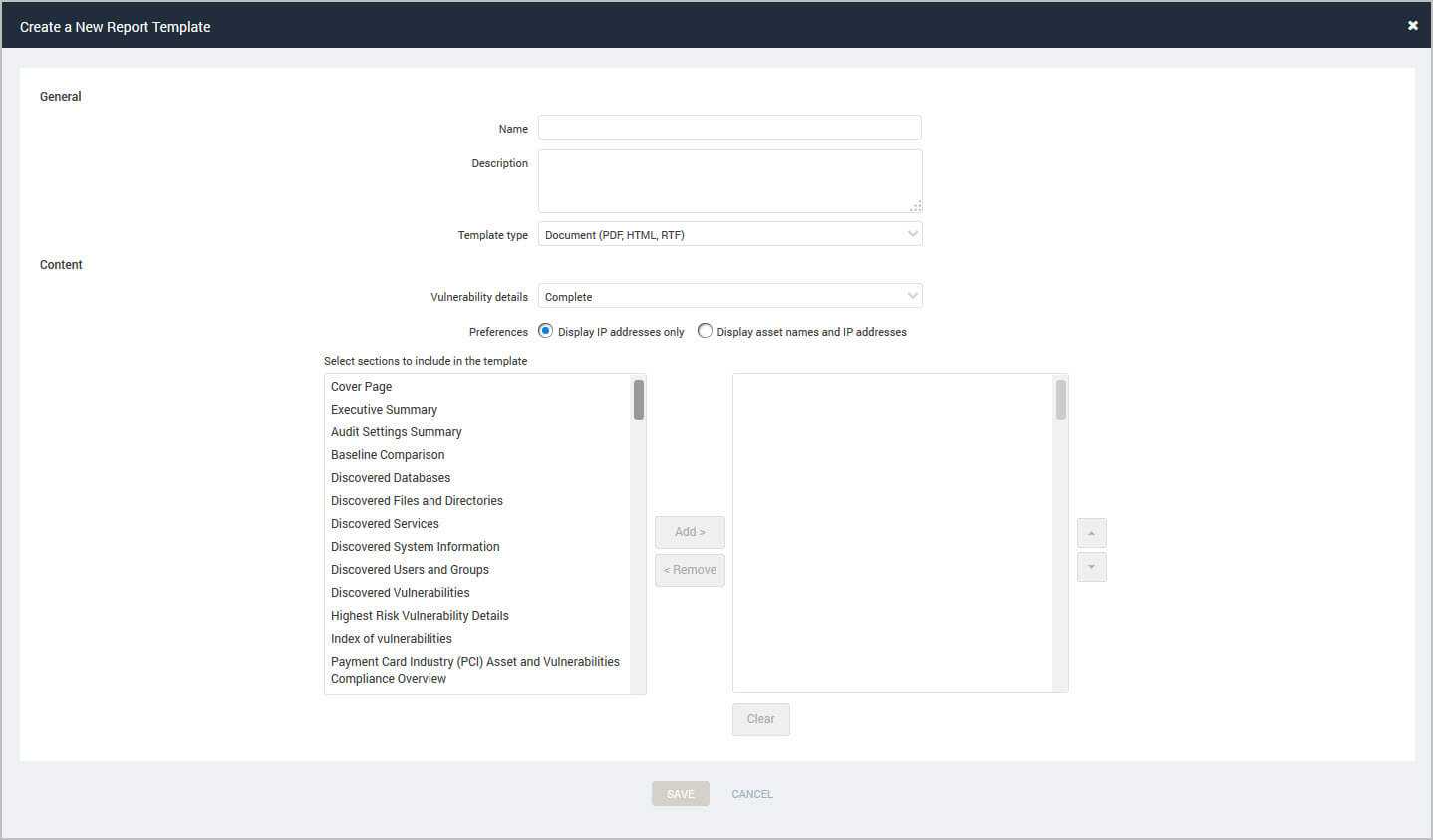 Configuring Custom Report Templates Throughout Baseline Report Template