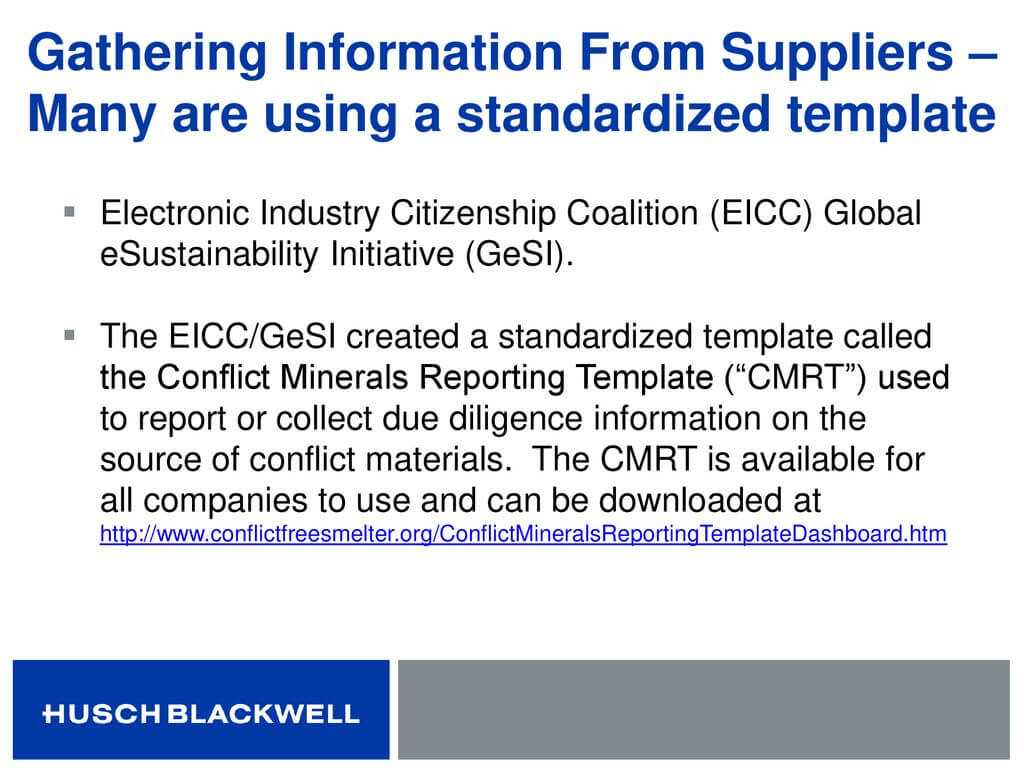 Conflict Minerals: Not Just For Public Companies – What Inside Eicc Conflict Minerals Reporting Template