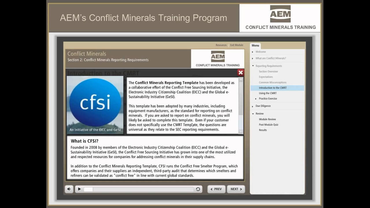 Conflict Minerals Training – Aem | Association Of Equipment With Eicc Conflict Minerals Reporting Template