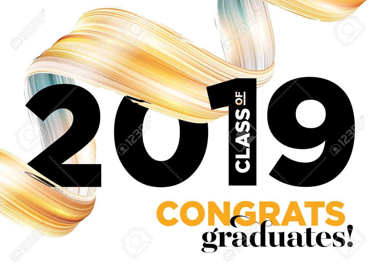 Congratulations Graduates Class Of 2019 Vector Logo. Graduation.. Pertaining To Graduation Banner Template