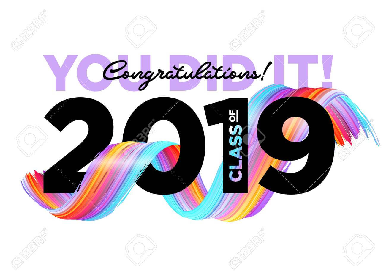 Congratulations Graduates Class Of 2019 Vector Logo. Graduation.. Pertaining To Graduation Banner Template