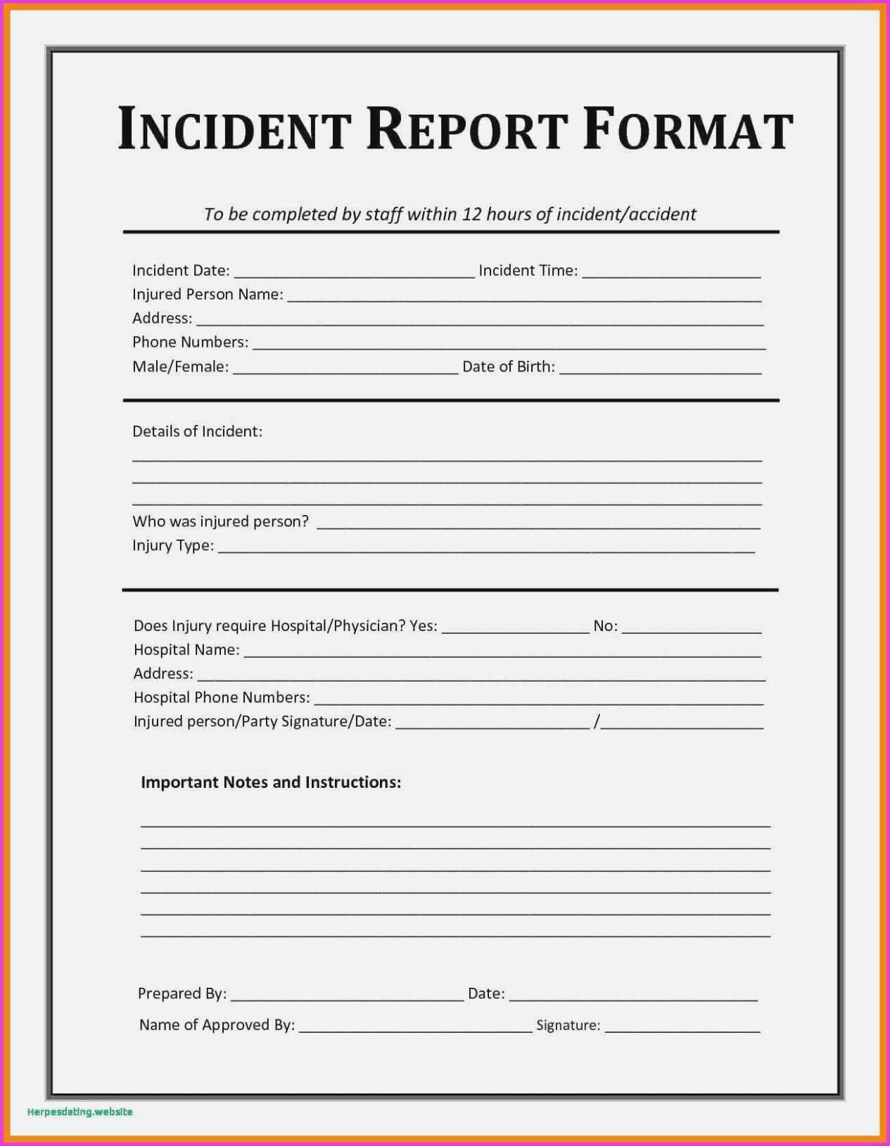 Construction Accident Report Form Template Best Ohs Incident With Ohs Incident Report Template Free