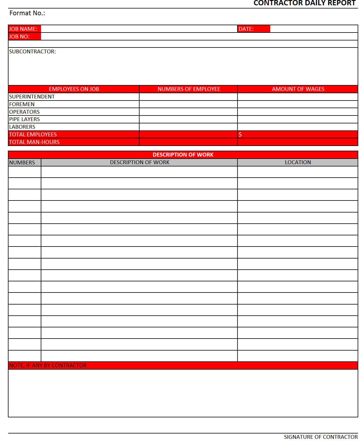 Construction Daily Report Template Excel | Ahmed | Report In Free Construction Daily Report Template