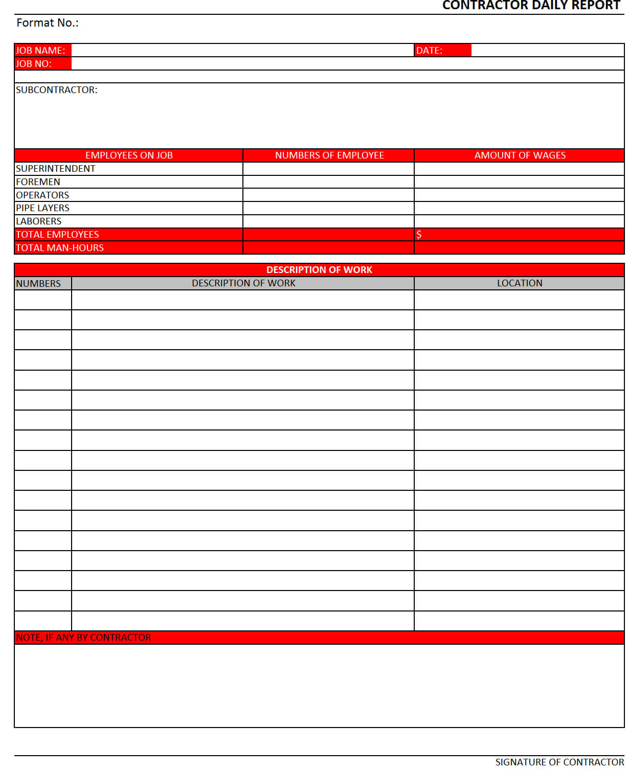 Construction Daily Report Template Excel | Ahmed | Report Within Construction Deficiency Report Template