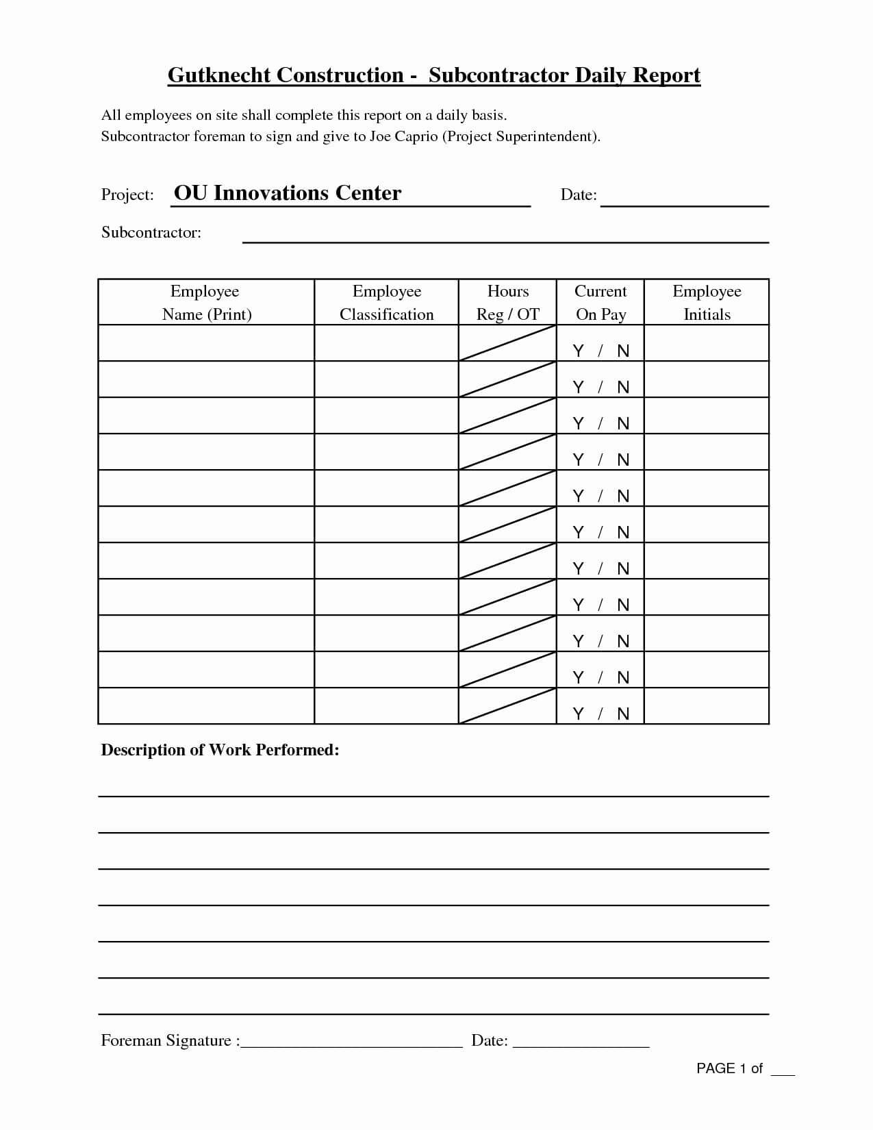 Construction Daily Report Template Excel | Glendale Community Throughout Site Visit Report Template