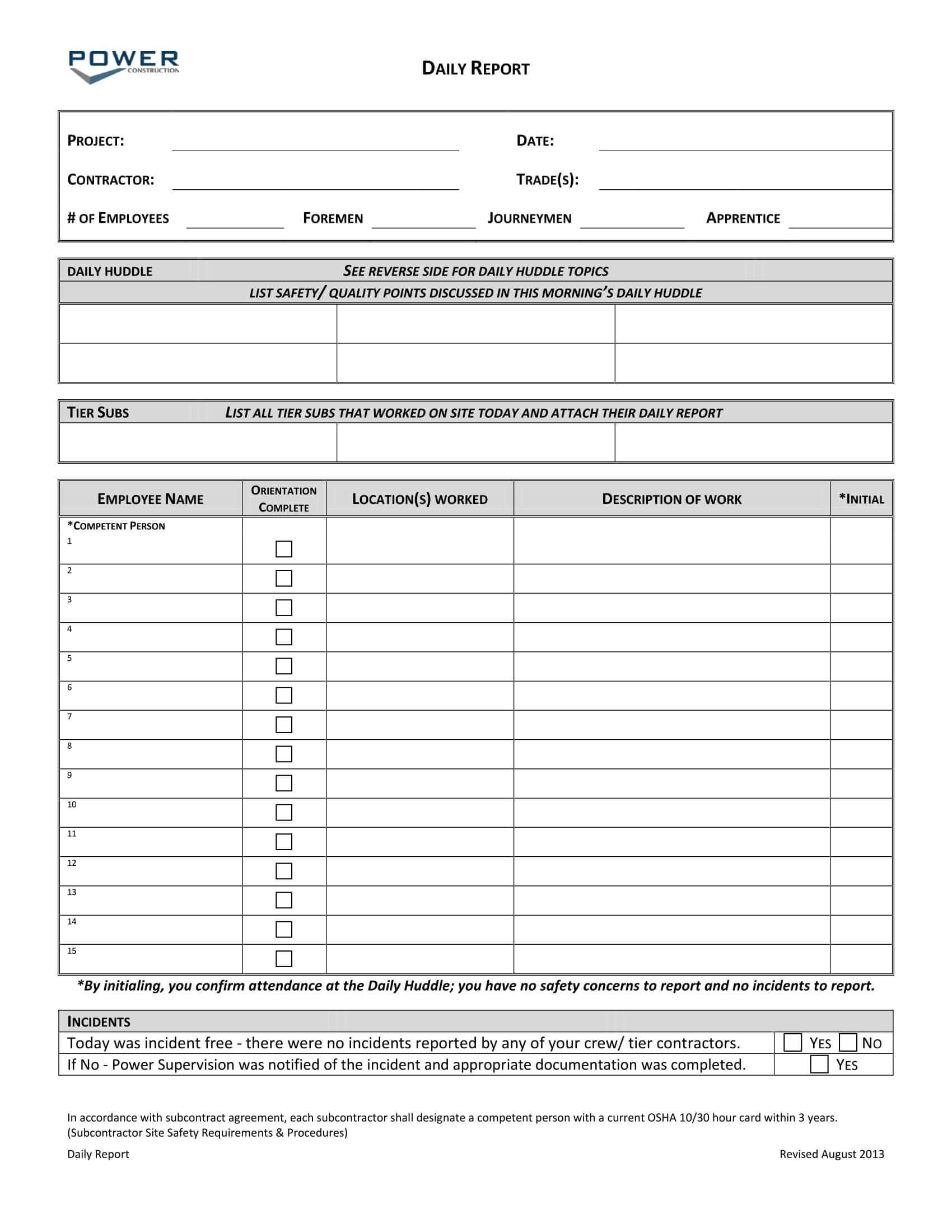 Construction Ily Report Template Form Rama Ciceros Co With Regard To Superintendent Daily Report Template