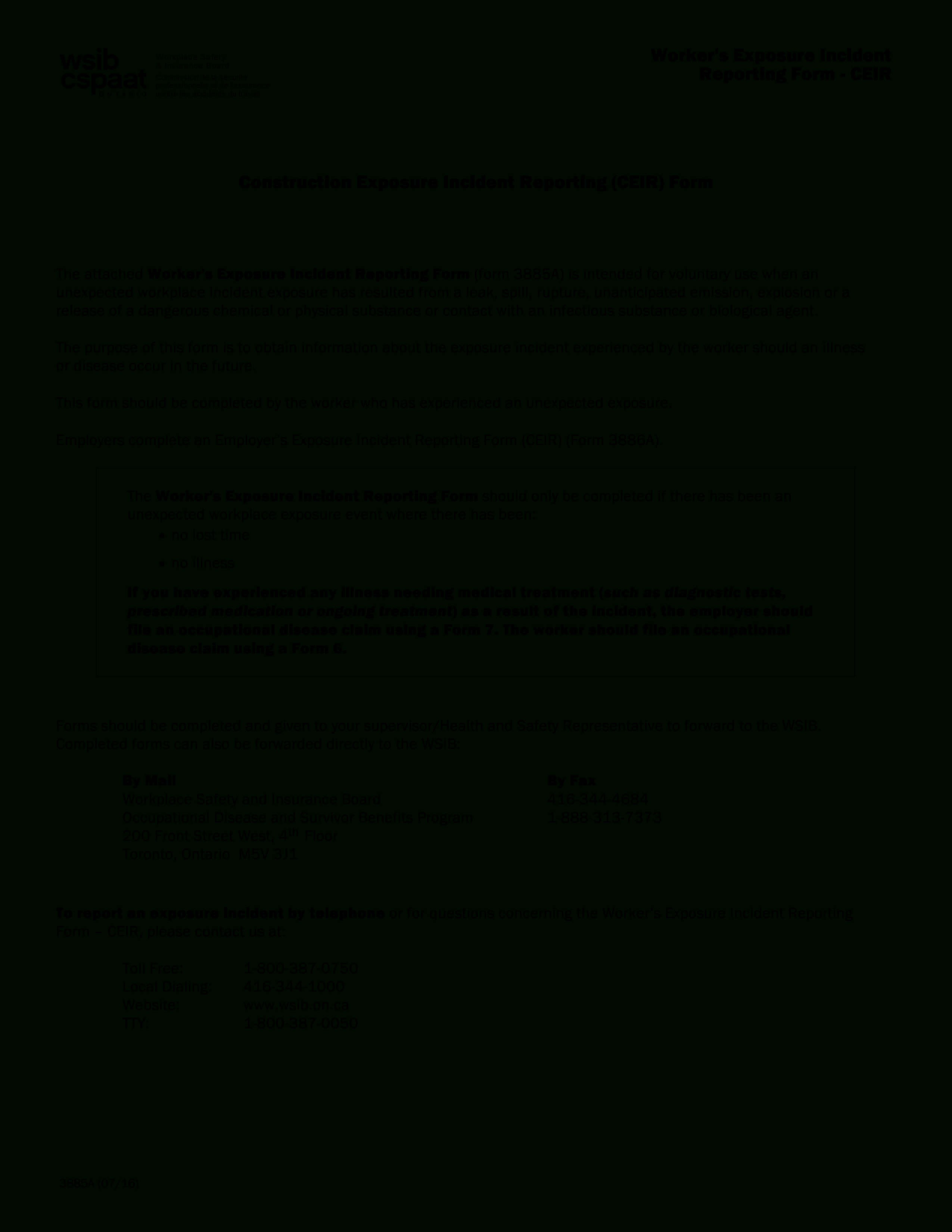 Construction Incident Report | Templates At In Medication Incident Report Form Template