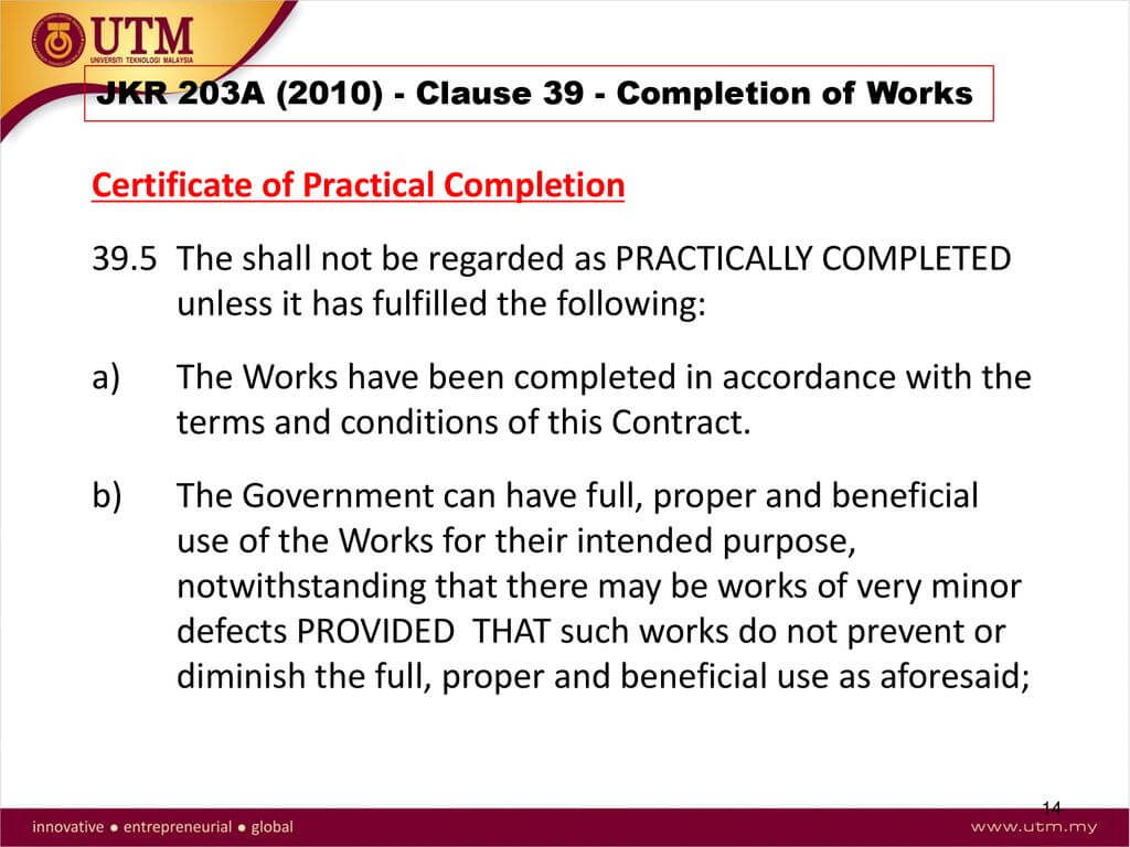 Construction Law And Contract I – Ppt Download With Regard To Jct Practical Completion Certificate Template