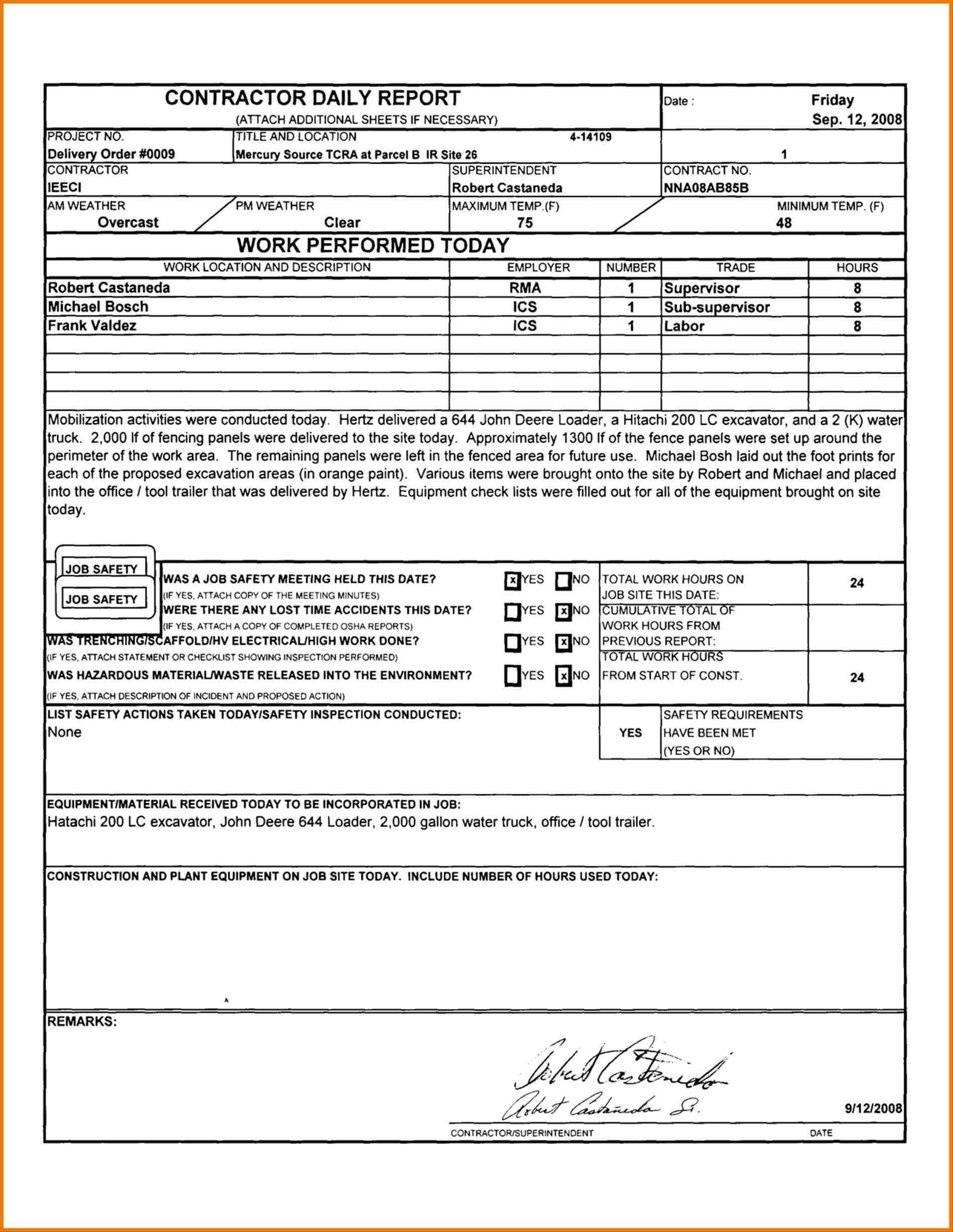 Construction Report Sample 4 – Elsik Blue Cetane Within Rma Report Template