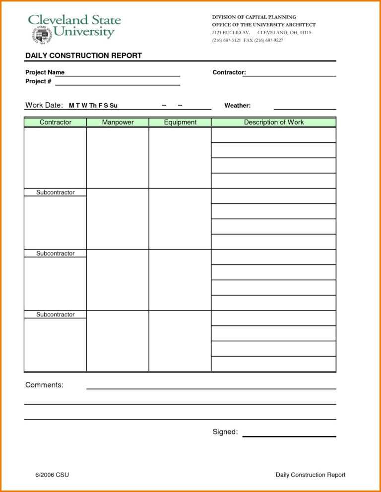 Site Progress Report Template