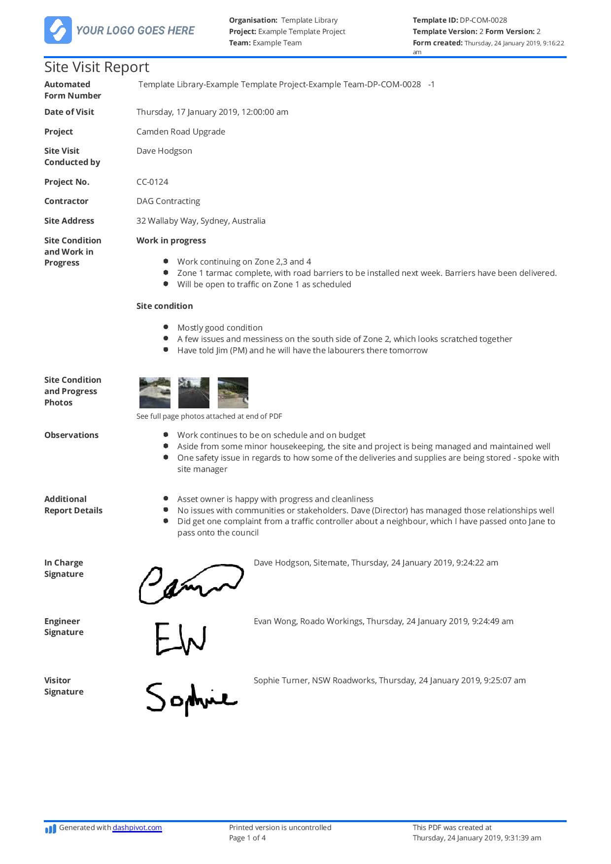 Construction Site Visit Report Template And Sample [Free To Use] For Site Visit Report Template