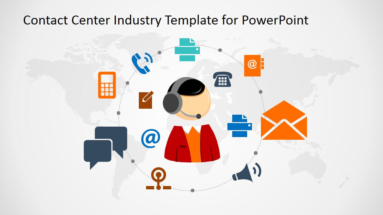 Contact Center Industry Powerpoint Template Pertaining To Powerpoint Templates For Communication Presentation
