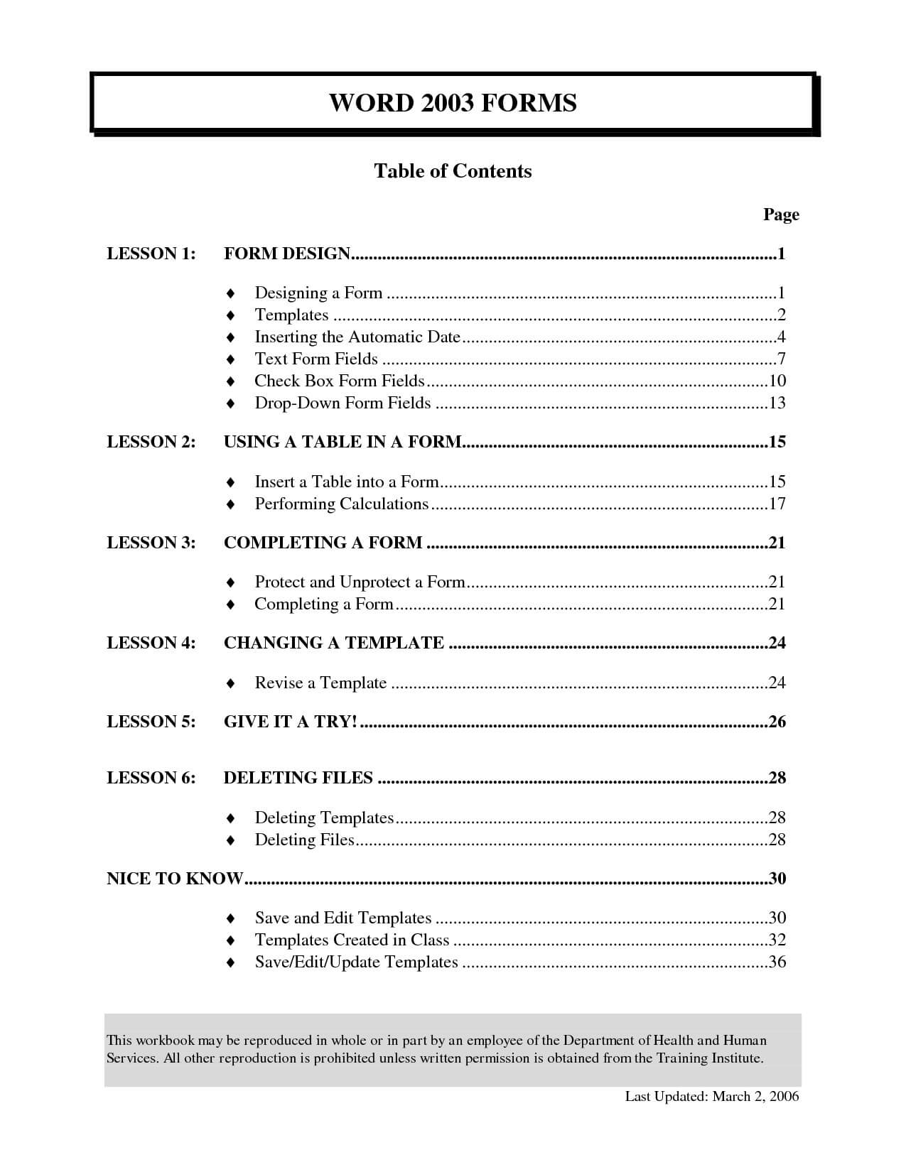 Contents Page Word 11 – Elsik Blue Cetane within Contents Page Word Template